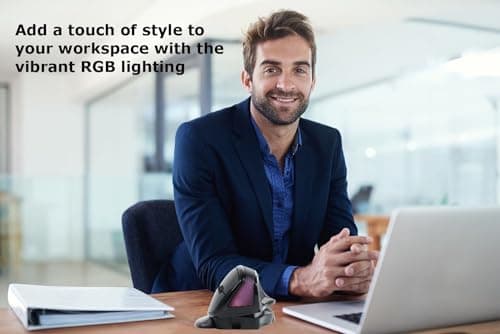 Wireless Mouse Large Angle Adjustable Ergonomic Vertical Upright Carpal Tunnel Ergo Right Hand 6 buttons USB Optical Mice for PC Laptop Computer Macbook Gift,3600 DPI,Removable Palm Rest,RGB Light