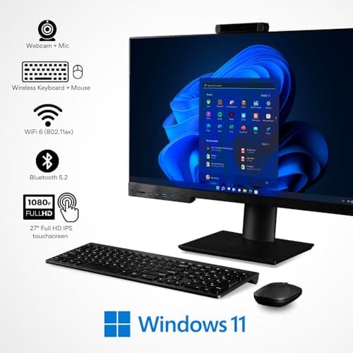 Envision 27" All-in-One Touchscreen Desktop (24-Core Intel i9-14900, 64GB RAM, 4TB NVME, WiFi 6 + BT, Windows 11 Pro, Web Cam, Type-C, Card Reader, DVD-RW, FHD, HDMI, KB/M - Business AIO Computer PC
