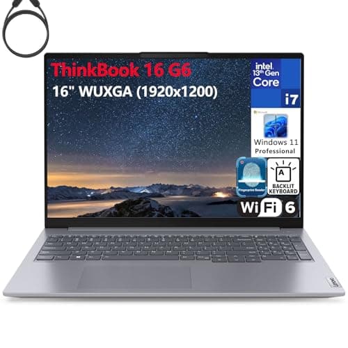 Lenovo ThinkBook 16 G6 16" FHD+ Laptop Computer, 13th Gen Intel 14-Core i7-13700H, 64GB DDR5 RAM, 1TB PCIe SSD, WiFi 6, Bluetooth 5.2, Backlight Keyboard, Fingerprint Reader, Windows 11 Pro, Tilsiy