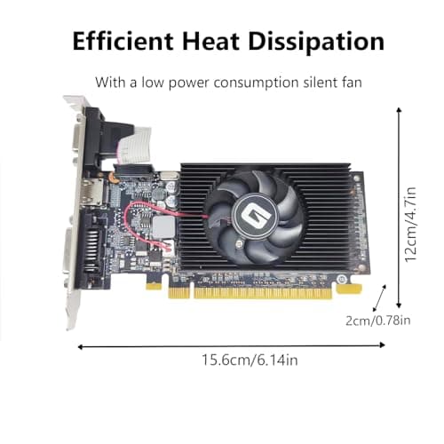 GeForce GT 610 2G DDR3 Low Profile Graphics Card, PCI Express 1.1 x16, HDMI/VGA/DVI, Entry Level GPU for PC, SFF and HTPC, Compatible with Win11