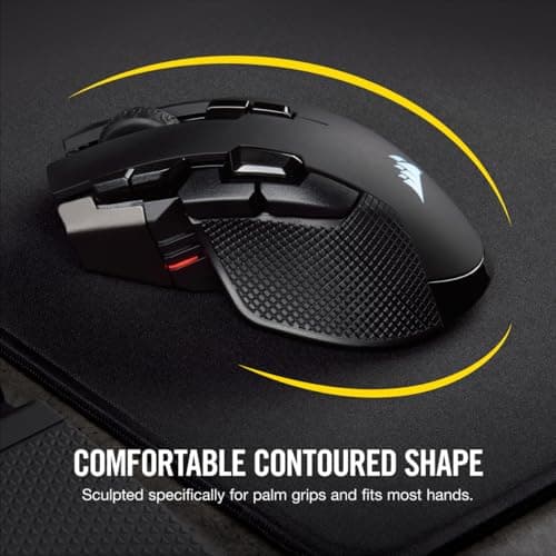 Corsair IRONCLAW WIRELESS RGB Rechargeable Gaming Mouse with Slipstream Technology - 18,000 DPI - 3-Zone RGB Multi-Color Backlighting - Black