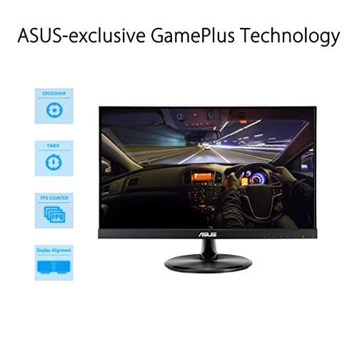 ASUS VP229Q 21.5” Monitor, 1080P Full HD, 75Hz, IPS, FreeSync/Adaptive-Sync, Eye Care, HDMI DisplayPort VGA, Frameless, VESA Wall Mountable BLACK