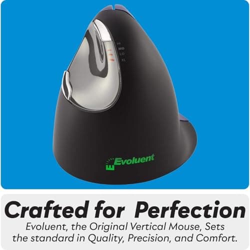 Evoluent VM4S Vertical Mouse 4 Small for Right Hand – Ergonomic Mouse Wired USB, Helps Reduce Carpal Tunnel, Adjustable Speed & Programmable Buttons, Vertical Ergonomic Wired Mouse, Gaming/Office Use