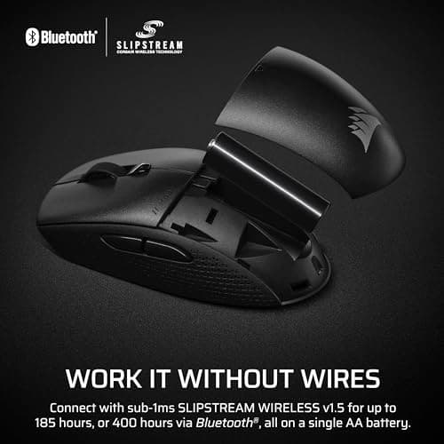 Corsair M55 Wireless Lightweight FPS Gaming Mouse – 2.4GHz & Bluetooth – 24,000 DPI – Long-Lasting Battery Life – Six Programmable Buttons – Textured Side Grips – Black