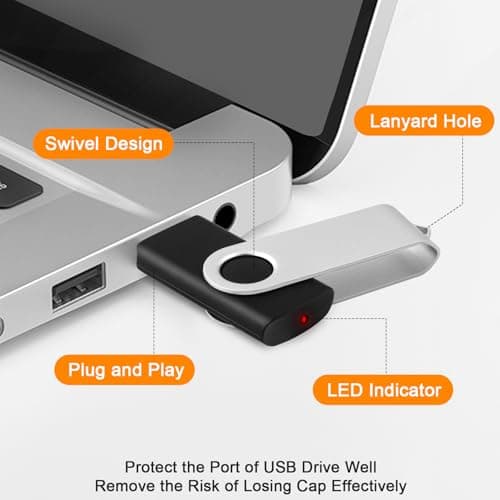 8GB Flash Drive 10 Pack Bulk USB Flash Drives, USB2.0 Thumb Drive USB Stick for Data Storage Backup, Jump Drive Pen Drive Zip Drive Memory Stick with Indicator, USB Storage Flash Drive Swivel Design