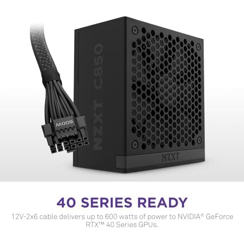 NZXT C850 Gold ATX 3.1 - Fully Modular Low-Noise PC Gaming Power Supply - 850 Watts - 80 Plus Gold - 12V-2x6 Connector - Zero Fan Mode - 100% Japanese Capacitors - Black