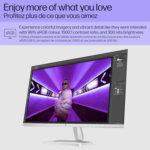 HP Series 5 27 inch FHD Monitor, Full HD Display (1920 x 1080), IPS Panel, 99% sRGB, 1500:1 Contrast Ratio, 300 nits, Eye Ease with Eyesafe Certification, 527sw (2024)