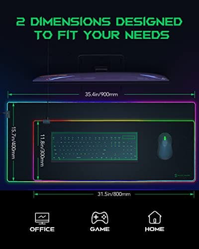 Black Shark RGB Mouse Pad 35.4"x15.75"x0.15" Extended Desk Mat with Smooth Surface and 11 Lighting Effects, Desk Pad with Anti-Fray Stitched Edges and Non-Slip Rubber Base, Gaming Mouse Pad Manta P7