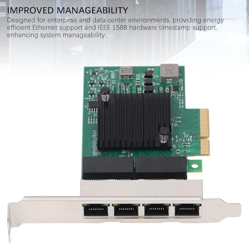 PCIe X4 Gigabit Network Card, 4 Port 1000Mbps Ethernet Adapter, for Desktop PC, Workstation, Server with 8 LED Indicators, Supports Wins Server, VMware ESX