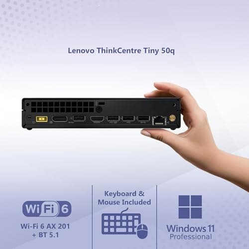 Lenovo ThinkCentre Tiny 50q Intel Octa Core i5-13420H (Beats Intel i7-1260P), 16GB RAM, 512GB NVMe, DisplayPort, HDMI, WiFi 6 + BT, RJ-45, W11P, Business Desktop