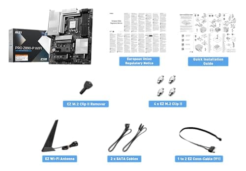 MSI PRO Z890-P WiFi ProSeries Motherboard (Supports Core Ultra Series 2 Intel Processors, LGA 1851, DDR5, PCIe 5.0, M.2, SATA, 5Gbps LAN, USB Type-C, Wi-Fi 7, Bluetooth 5.4, Thunderbolt 4, ATX)