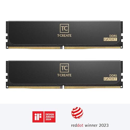 TEAMGROUP T-Create Expert Overclocking 10L CL34 DDR5 32GB Kit (2 x 16GB) 7200MHz (PC5-57600) Intel XMP 3.0 & AMD Expo Compatible A-DIE Desktop Memory Module Ram Black - CTCED532G7200HC34ADC01
