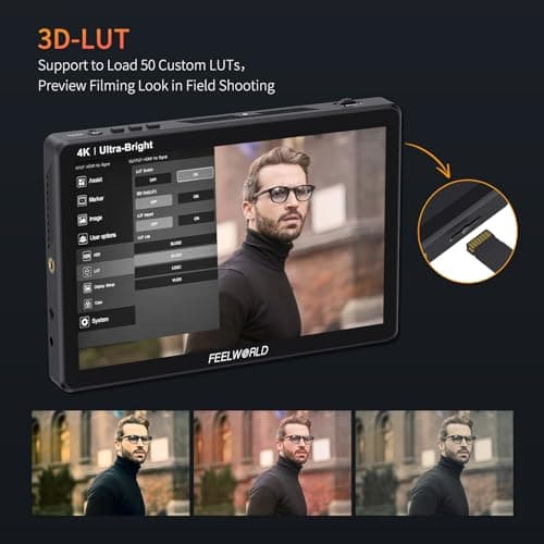 FEELWORLD LUT11H 10.1 Inch 2000nit Ultra Bright Camera Field DSLR Monitor with Touchscreen Waveform LUT F970 Install and Power Kit HDMI Input Output