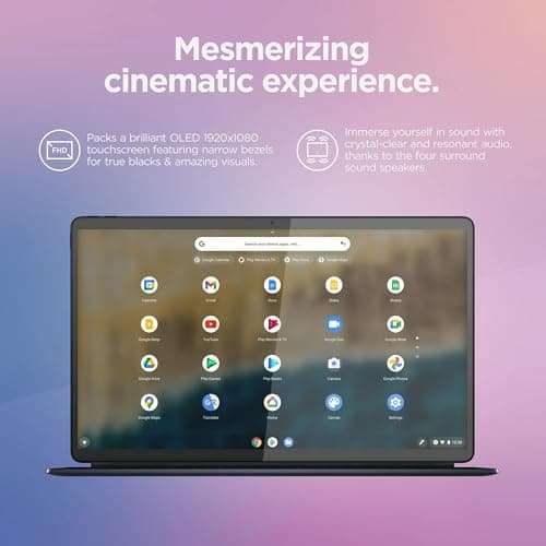 Lenovo Chromebook Duet 5 2-in-1 Tablet Laptop w/Detachable Keyboard (13.3" FHD OLED Touchscreen, 8-Core Qualcomm CPU, 8GB RAM, 256GB Storage), IST HUB, Wi-Fi, 8MP Webcam, Chrome OS, Abyss Blue