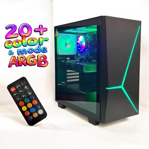 Gaming PC Desktop, Intel Core i7 up to 3.9GHz, 16G RAM, 512G SSD,AMD RX580 8GB DDR5, 900M WiFi, BT 5.4, RGB Fan x6, RGB Keyboard Mouse Set, Windows 11 Pro