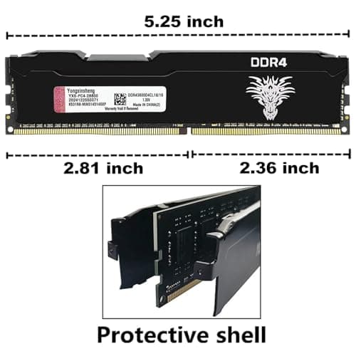 DDR4 3600MHz 16GB Desktop RAM PC4-28800 UDIMM Non-ECC Unbuffered 1.35V 288-Pin CL18 PC Computer Memory Upgrade Module Memory Support XMP 2.0 Auto Overclocking