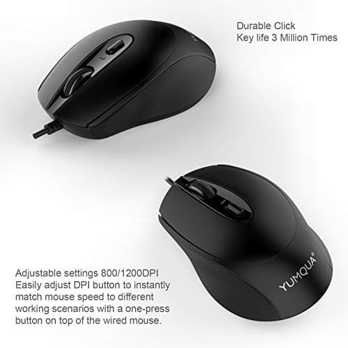 G222 Silent Computer Mouse - 2 Pack Wired Optical USB Mouse, 800/1200 DPI, Home & Office, Desktop & Laptop PC & Chromebook