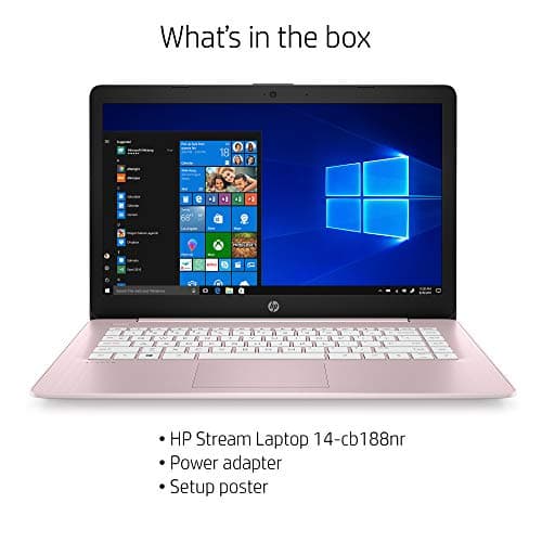 HP Stream 14-Inch Laptop, Intel Celeron N4000, 4 GB RAM, 64 GB eMMC, Windows 10 Home in S Mode With Office 365 Personal For 1 Year (14-cb188nr, Rose Pink)