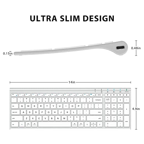 iClever BK10 Bluetooth Keyboard, Universal Bluetooth 5.1 Wireless Keyboard with Number Pad, Ergonomic Design, Multi-Device Compatibility, Stable Connection for Mac, iPad, iPhone, Android, Windows