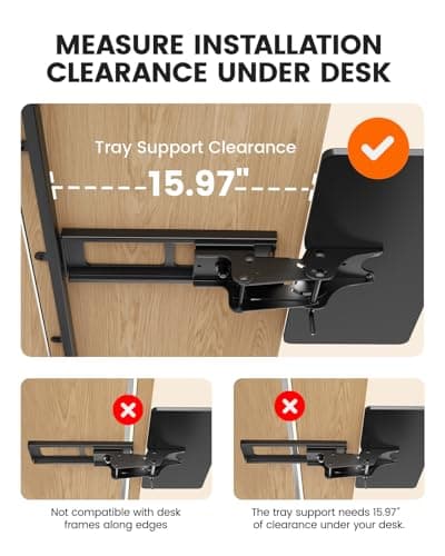 ErGear Keyboard Tray Under Desk, Height Adjustable Mouse & Keyboard Tray with Swivel & Tilt, Ergonomic Sliding KeyboardTray Slide Out for Typing, Black, 25"W x 9.8"D