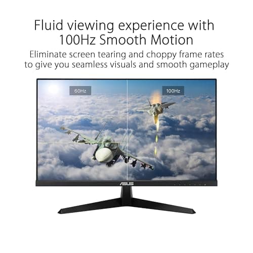 ASUS 24” (23.8-inch viewable) Eye Care Monitor (VY249HF) - Full HD, IPS, 100Hz, IPS, SmoothMotion, 1ms, Adaptive Sync, Blue Light Filter, Flicker Free, HDMI, VESA Mountable, 3 Year Warranty