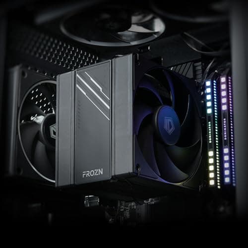 ID-COOLING FROZN A410 DK CPU Cooler, All-Black Layout Single Tower with 2x120mm FDB Fans in a Push-Pull Configuration, Noninterference with RAM, Compatible with Intel and AMD Latest Sockets