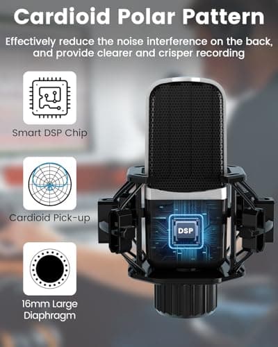 Podcast Equipment Bundle, All-in-One Audio Interface with Studio Condenser Microphone Perfect for Podcasting, Recording, Singing, Streaming and Gaming, PC, Smartphone, YouTube, TikTok (V8)