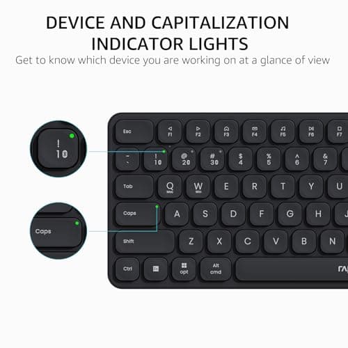 Rapoo 9010M Multi-Device Keyboard and Mouse Combo, 2.4GHz/Bluetooth 5.0/4.0 Wireless Keyboard & Mouse Set for Windows/Mac/Linux/Chrome, Support 4 Devices, Low-Profile Silent Click, Battery Powered