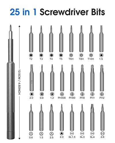 Precision Screwdriver Set, Small Screwdriver with Torx Phillips Head & Flathead, Repair Tool Kit with Magnetic Bits for Electronics, PC, Watch, Jewelry, DIY Projects and Home Repairing