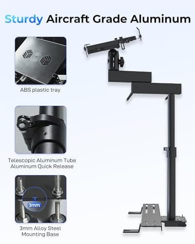 Car Laptop Mount for Vehicle, Trucks, Vans, Adjustable Aluminum No-Drill Laptop Car Holder