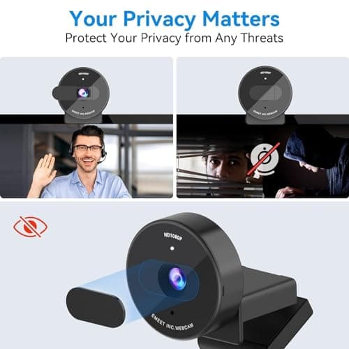 EMEET 1080P Webcam - USB Webcam with Microphone & Physical Privacy Cover, Noise-Canceling Mic, Auto Light Correction, Fixed Focus, C950 Ultra Web Cam w/ 70°View for Meeting/Online Classes/Zoom/YouTube