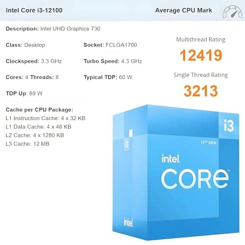 Dell Vostro 3030 3000 Tower Business Desktop Computer, 12th Gen Intel 4-Core i3-12100 (Beat i5-11500T), 16GB DDR5 RAM, 512GB PCIe SSD, WiFi 6, Bluetooth, DisplayPort, HDMI, Type-C, Windows 11 Pro