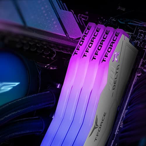 TEAMGROUP T-Force Delta RGB DDR5 Ram 32GB (2x16GB) 6400MHz PC5-51200 CL32 Desktop Memory Module Ram for 600 700 Series Chipset XMP 3.0 Ready White FF4D532G6400HC32ADC01
