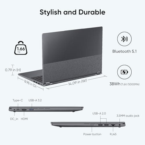 15.6" 2-in-1 Laptop | 16GB DDR4 RAM 512GB Storage | AMD Ryzen 3 3200U (up to 3.5GHz) | AMD Radeon Vega 3 | FHD Touchscreen | Windows 11 Pro | Wi-Fi 5 | BT5.1 | RJ45 | Backlit Keyboard, Gray