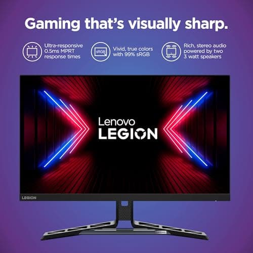Lenovo Legion R27q-30 Gaming Monitor, 27” QHD Display, 180Hz, 0.5ms Response, AMD FreeSync Premium, Lift/Tilt/Pivot/Swivel Stand, HDMI 2.1 and DisplayPort 1.4, 350 nits, Raven Black