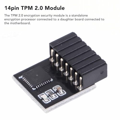 TPM 2.0 Module, Black PCB 14Pin SPI TPM 2.0 Encryption Security Module Remote Card Replacement TPM Chip Computer Components Fit for Motherboard Fit for Win11 System