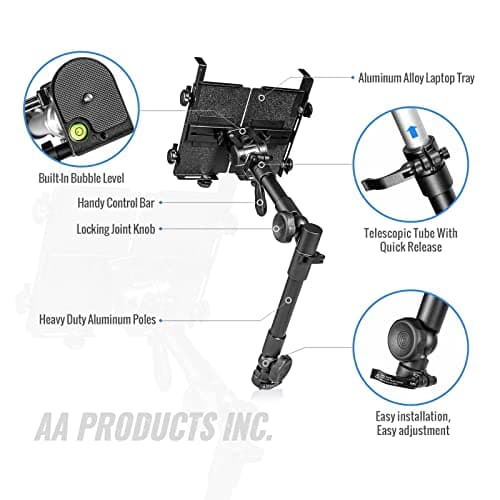 AA-Products T-100AT Aluminum Vehicle Notebook/Laptop/Netbook Computer Mount Holder for Trucks-Vans-Cars-SUVs