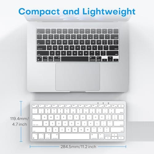 OMOTON Wired Keyboard for Mac with Dual Interface, Comfortable Typing Angle & Stable Connection, Compatible with MacBook, iMac, Mac Mini, PC-White