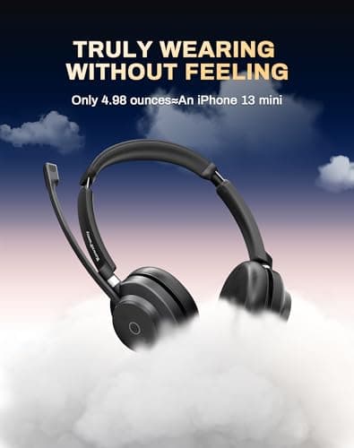 Bluetooth Wireless Headset with Mic for Work, Bluetooth 5.3, Advanced Noise Reduction Microphone, Clear Calls - Comfortable Over-Ear Headphones for PC, Laptop, iPhone, Android, Zoom, Office