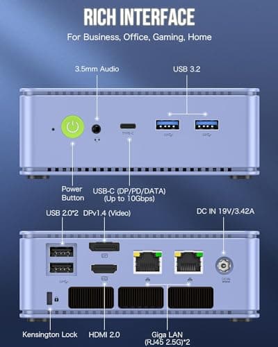 GMKtec M5 Plus Gaming Mini PC Ryzen 7 5825U (Upgraded 7430U/ 5700U), 32GB RAM 1TB SSD Dual NIC LAN 2.5GbE Desktop Computers, Triple 4K Display - Lunar Blue