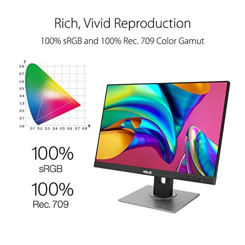 ASUS ProArt Display PA248QV 24.1” WUXGA (1920 x 1200) 16:10 Monitor, 100% sRGB/Rec.709 ΔE < 2, IPS, DisplayPort HDMI D-Sub, Calman Verified, Anti-glare, Tilt Pivot Swivel Height Adjustable, Black