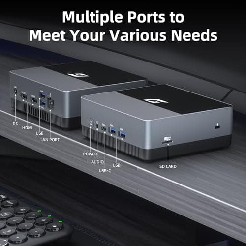 Nano J1 Linux Mini PC, Intel N5095A Quad-Core, Small Desktop Computers with 16GB RAM, 1TB PCIe SSD, 4K Dual Display, WiFi, Type-C, RJ45, VESA, Ubuntu OS for Business/Home/Office