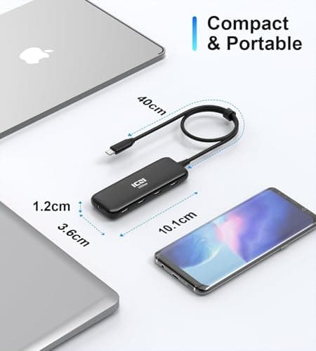ICZI USB C Hub 3.2 10Gbps 4 Port Data Splitter for MacBook Pro/Air, iMac, Surface, Laptop, XPS, PC - Not Support Charging and Video Output