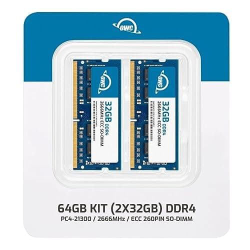 OWC 64GB (2x32GB) DDR4 2666MHz PC4-21300 CL19 2RX8 ECC Unbuffered SODIMM 1.2V 260-pin Memory RAM