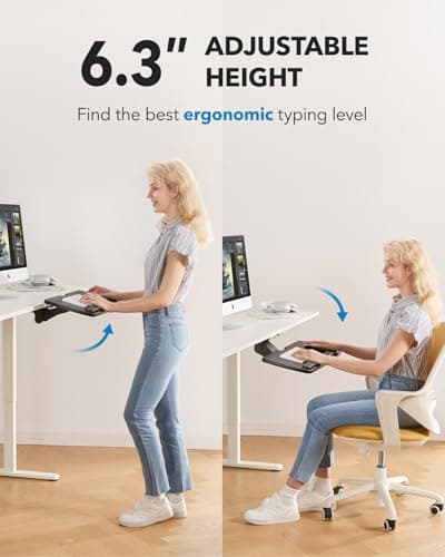 HUANUO Keyboard Tray Under Desk, 360 Adjustable Ergonomic Sliding Keyboard & Mouse Tray, Under Desk Keyboard Tray Slide Out, Keyboard Holder Under Desk for Typing in Home, Office Work, 25"W x 9.84"D