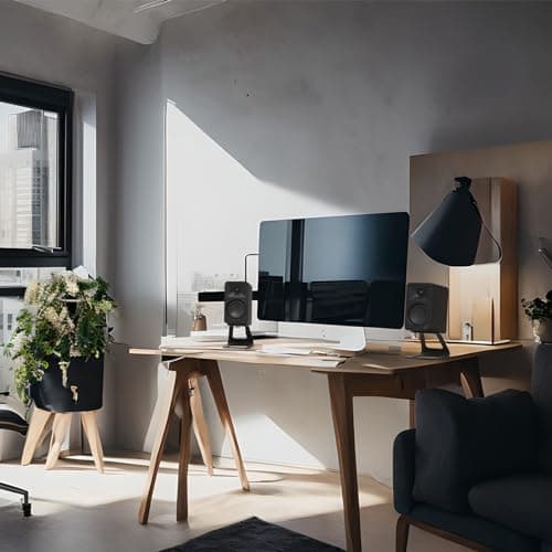 Kanto ORAMB 100W Powered Reference Desktop Computer Speakers with Bluetooth 5.0 and USB-C Input | Bi-Amplified | 100 Hz Automatic Crossover | Reference Quality Sound | Pair | Black