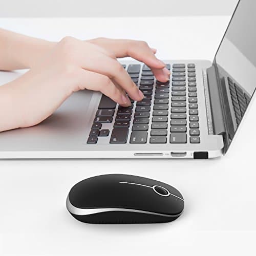 Vssoplor Wireless Mouse, 2.4G Slim Portable Computer Mouse with Nano Receiver Quiet Silent Optical Laptop Mouse for Notebook, PC, Laptop, Computer-Black and Silver