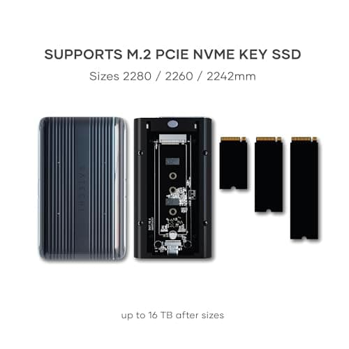 Satechi M.2 Enclosure – USB4 NVMe SSD Pro Enclosure, 40Gbps, up to 16TB, Aluminum Enclosure with Silicone Pin, Polycarbonate Casing, USAP SSD Trim for Sizes 2280/2260/2242/2230mm (SSD Not Included)