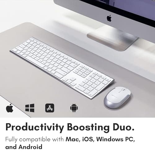 Macally Premium Bluetooth Keyboard and Mouse for Mac | Compatible Wireless Apple Keyboard and Mouse Combo (110 Keys Multi-Device Rechargeable) for MacBook Pro/Air and iMac
