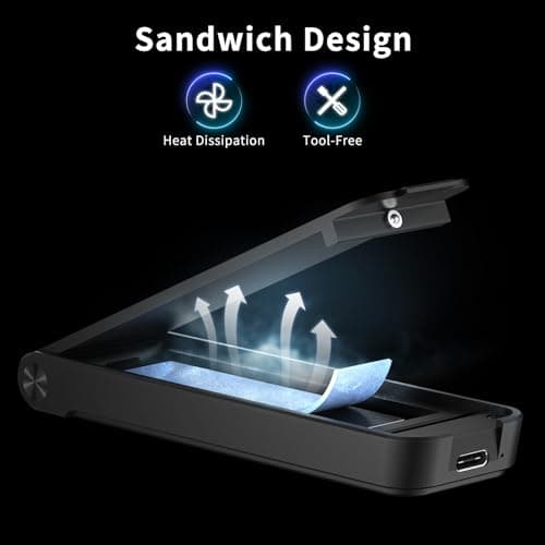 FIDECO M.2 NVMe SSD Enclosure, USB 3.2 Gen 2 to PCIe NVMe Adapter, Sandwich Style Design, Tool-Free Installation, Support UASP and Trim